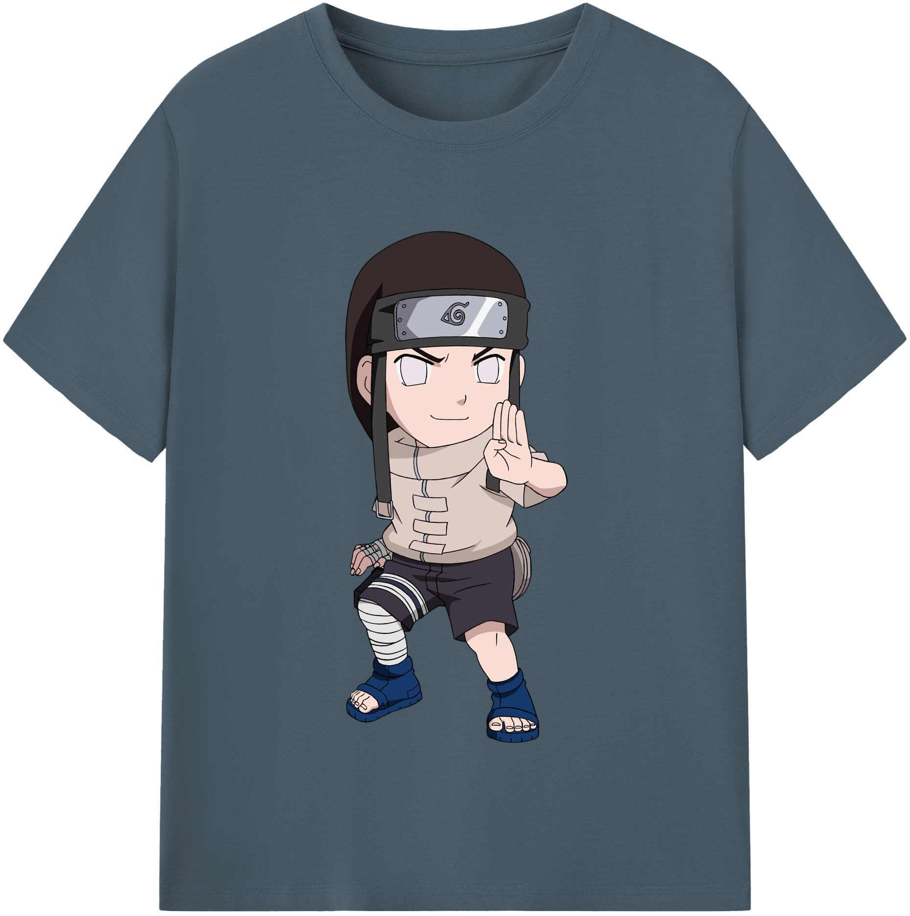（画像用） NARUTO -ナルト- 日向ネジ Hyūga Neji 綿100％半袖Tシャツ（フロントプリント）